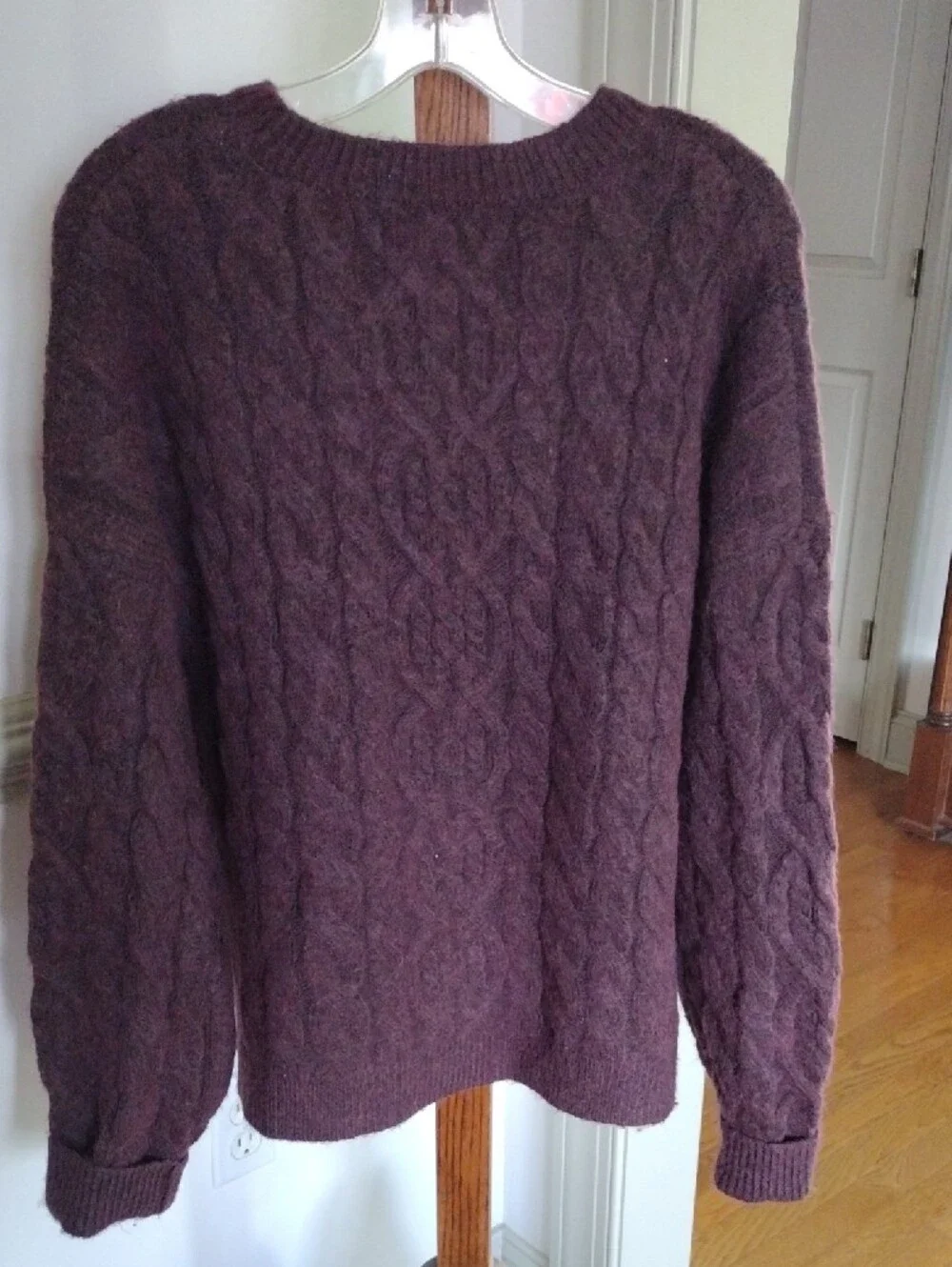 Forever 21 Cable Knit Crewneck Sweater - Burgundy